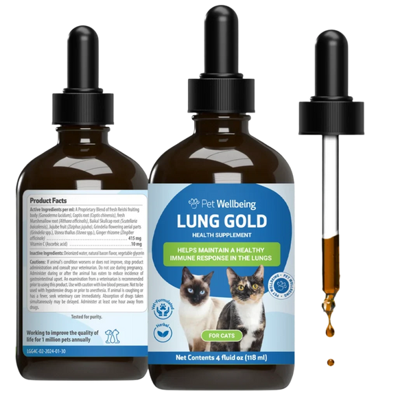 Pet Wellbeing Lung Gold for Cats - 4 oz - Cat Vitamins & Supplements 3