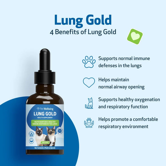 Pet Wellbeing Lung Gold for Cats - Cat Vitamins & Supplements 12