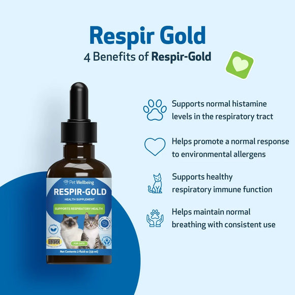 Pet Wellbeing Respir-Gold for Easy Breathing in Cats 2-oz - Cat Supplements & Vitamins 11