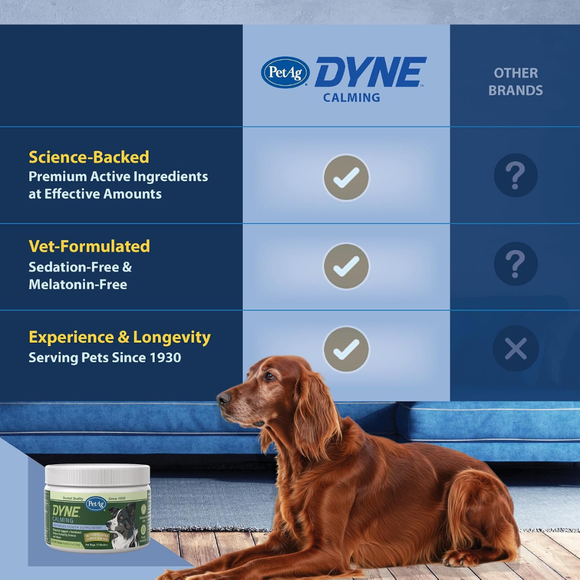 PetAg Dyne Calming Supplements for Dogs (60 Soft Chews) - Dog Vitamins & Supplements 8