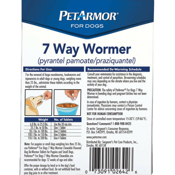PetArmor 7 Way De-Wormer Medium & Large Dog 2 Count - In Clamshell