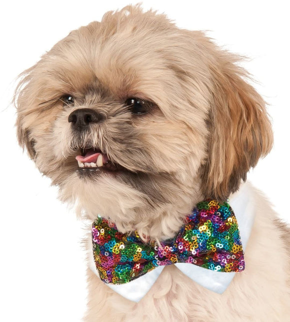 Pets Bow Tie Costume - Various Colors - Small/Medium / Rainbow Sequin - Pet Costumes & Accessories 3