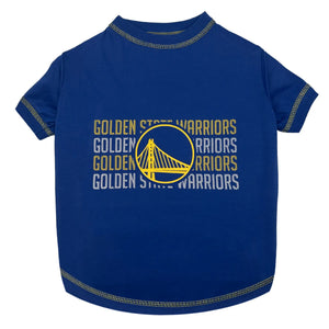 Pet’s First NBA Stripe Text Tee for Dogs & Cats - X-Small / Golden State Warriors - Dog Clothing & Apparel 1