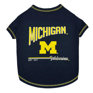 Pet’s First NCAA Bold City Text Tee for Dogs & Cats - X-Small / Michigan Wolverines - Pet Apparel 1