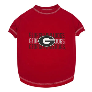 Pet’s First NCAA Stripe Text Tee for Dogs & Cats - X-Small / Georgia Bulldogs - Dog Clothing & Apparel 1