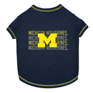 Pet’s First NCAA Stripe Text Tee for Dogs & Cats - X-Small / Michigan Wolverines - Dog Clothing & Apparel 2