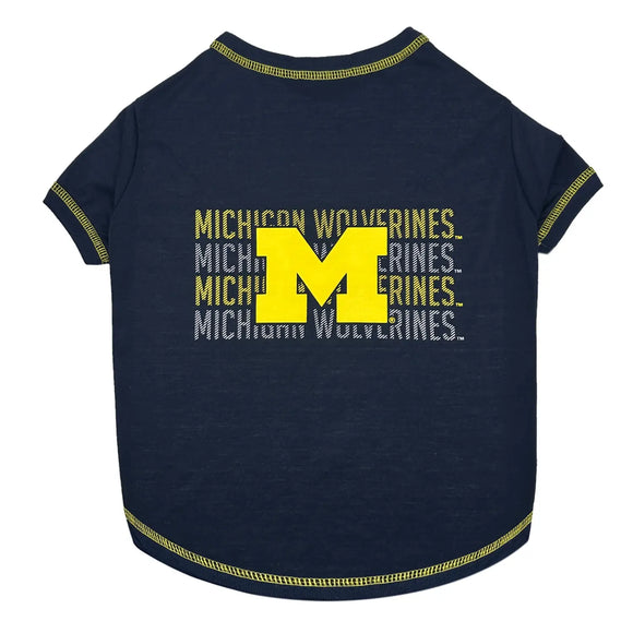 Pet’s First NCAA Stripe Text Tee for Dogs & Cats - X-Small / Michigan Wolverines - Dog Clothing & Apparel 2