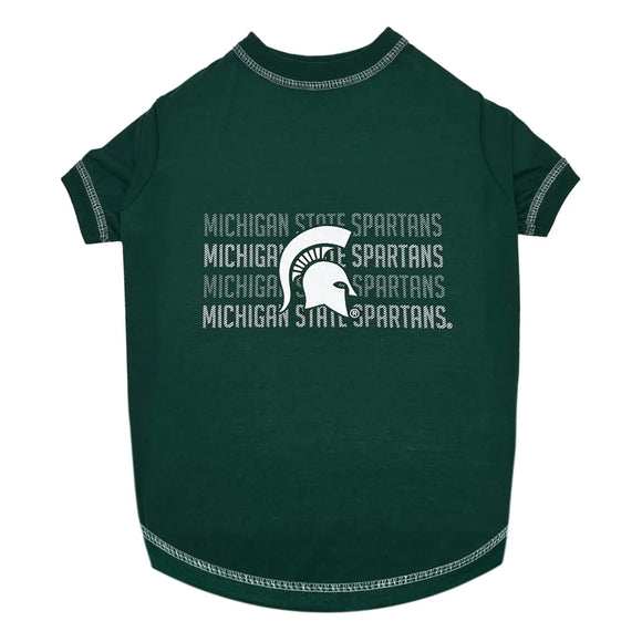 Pet’s First NCAA Stripe Text Tee for Dogs & Cats - X-Small / Michigan State Spartans - Dog Clothing & Apparel 6