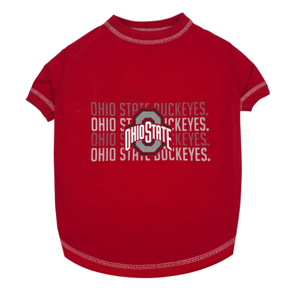 Pet’s First NCAA Stripe Text Tee for Dogs & Cats - X-Small / Ohio State Buckeyes - Dog Clothing & Apparel 3