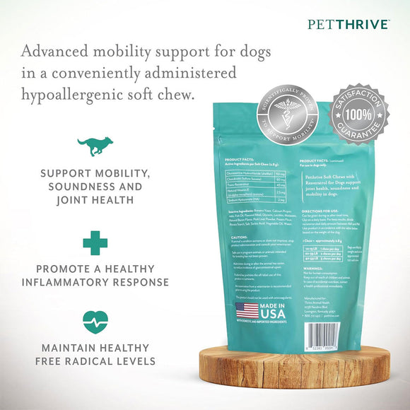 Petthrive Soft Chews with Resveratrol Advance Joint Care for Dogs