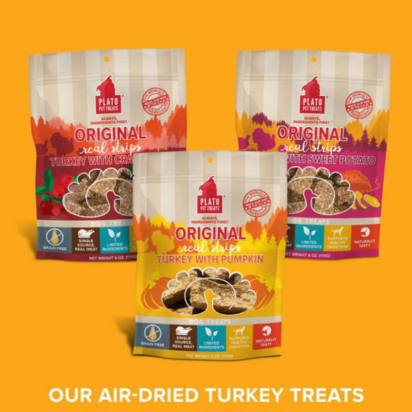 Plato Original Real Strips Turkey with Pumpkin Dog Treat Bars - Dog Treats 8