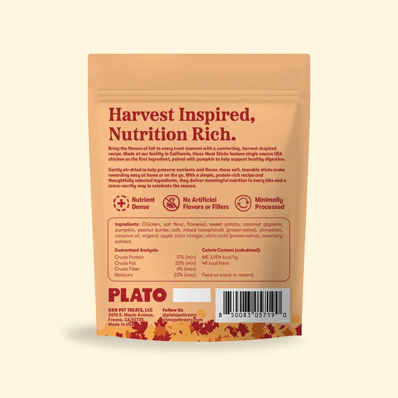 Plato Thanksgiving Dinner Chicken & Pumpkin Sticks Dog Treat 5-oz - Dog Treats 2