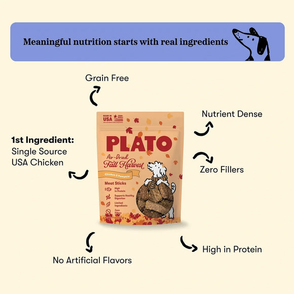 Plato Thanksgiving Dinner Chicken & Pumpkin Sticks Dog Treat 5-oz - Dog Treats 3