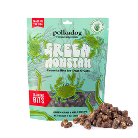 Polkadog Green Monstah Green Crab & Kelp Crunchy Training Bits for Dogs & Cats - 7 oz - Dog Treats 1