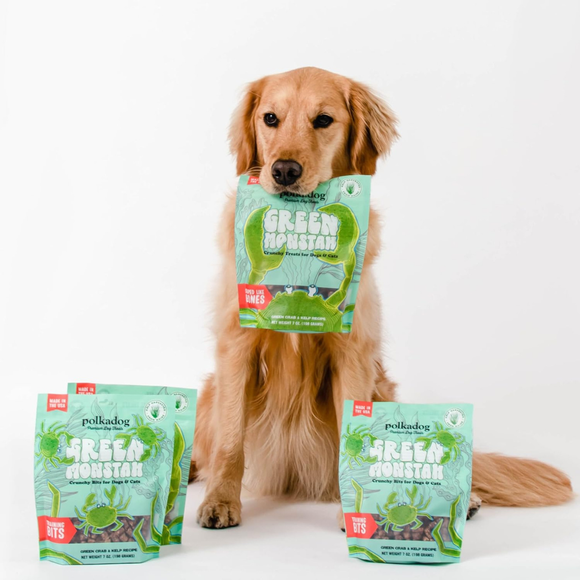 Polkadog Green Monstah Green Crab & Kelp Crunchy Training Bits for Dogs & Cats - Dog Treats 8