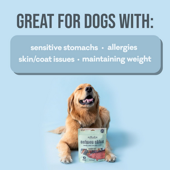 Polkadog Salmon Skins Shorties Smoked Salmon Jerky (3 oz) - Dog Treats 6