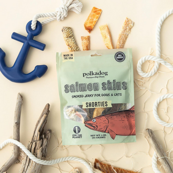 Polkadog Salmon Skins Shorties Smoked Salmon Jerky (3 oz) - Dog Treats 7