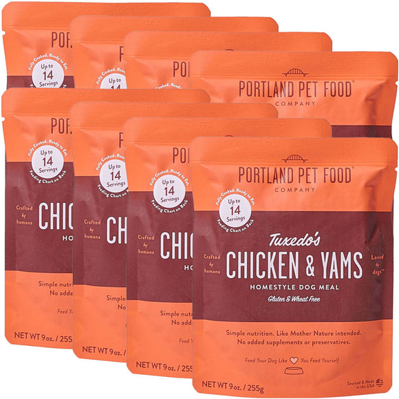 Portland Pet Food Company Tuxedo’s Chicken & Yams Homestyle Wet Dog Food Topper (9 oz x 8 pouches) - Dog Food Toppers 6