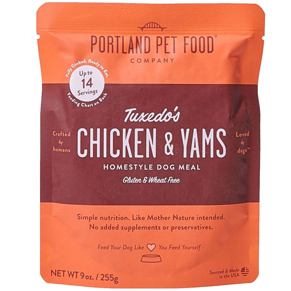 Portland Pet Food Company Tuxedo’s Chicken & Yams Homestyle Wet Dog Food Topper (9 oz x 8 pouches) - Dog Food Toppers 1