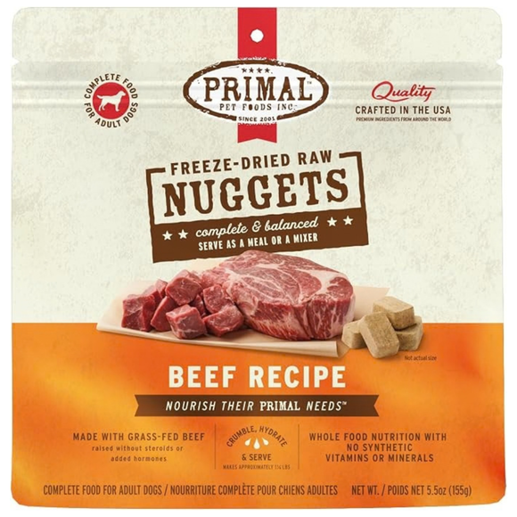 Primal Pet Freeze-Dried Nuggets Beef Recipe Raw Dog Food - 5.5 oz - Dog Food 1