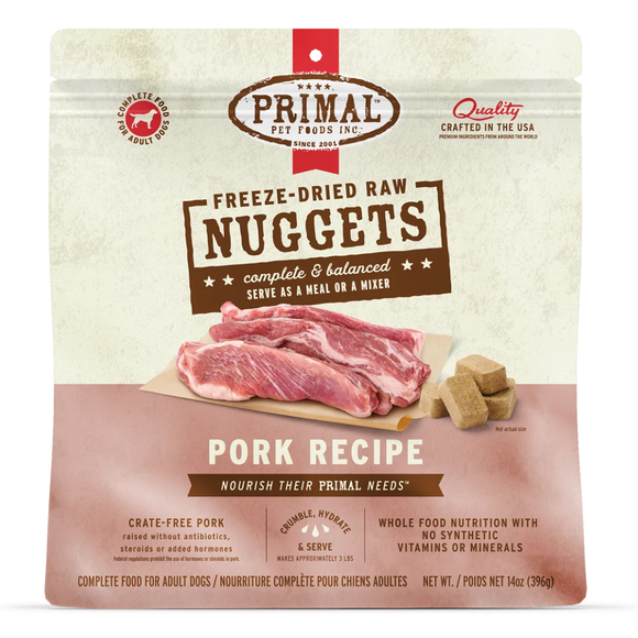 Primal Pet Freeze-Dried Nuggets Pork Recipe Raw Dog Food - 14 oz - Dog Food 10