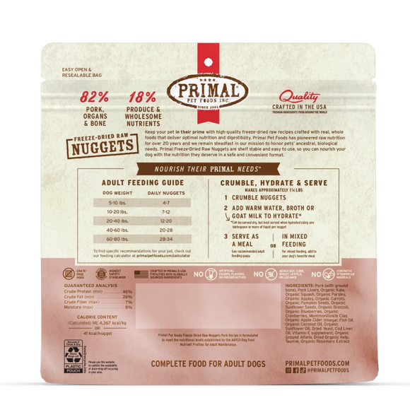 Primal Pet Freeze-Dried Nuggets Pork Recipe Raw Dog Food - Dog Food 3