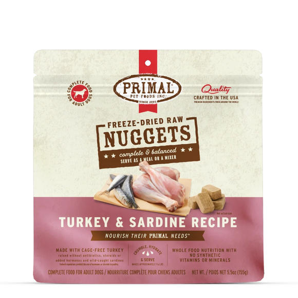 Primal Pet Freeze-Dried Nuggets Turkey & Sardine Recipe Raw Dog Food - 5.5 oz - Dog Food 1