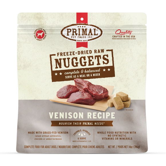 Primal Pet Freeze-Dried Nuggets Venison Recipe Raw Dog Food - 14 oz - Dog Food 10