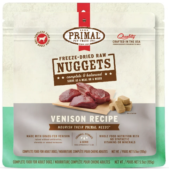 Primal Pet Freeze-Dried Nuggets Venison Recipe Raw Dog Food - 5.5 oz - Dog Food 1