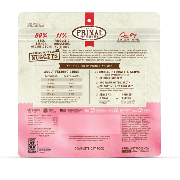 Primal Pet Freeze-Dried Raw Nuggets Beef & Salmon Recipe Cat Food - Cat Food 3