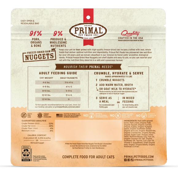 Primal Pet Freeze-Dried Raw Nuggets Pork Recipe Cat Food - Cat Food 3