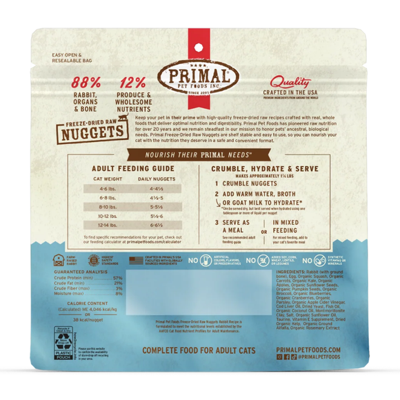 Primal Pet Freeze-Dried Raw Nuggets Rabbit Recipe Cat Food - Cat Food 3