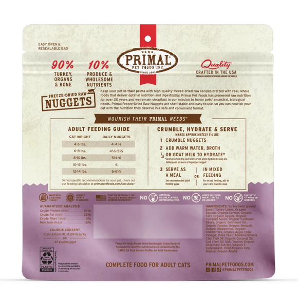 Primal Pet Freeze-Dried Raw Nuggets Turkey Recipe Cat Food - Cat Food 3