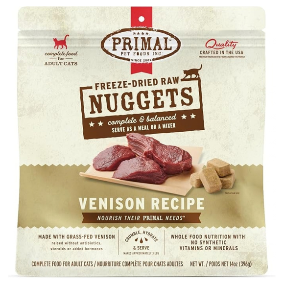 Primal Pet Freeze-Dried Raw Nuggets Venison Recipe Cat Food - 14 oz - Cat Food 11