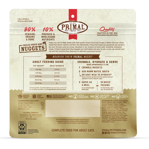 Primal Pet Freeze-Dried Raw Nuggets Venison Recipe Cat Food - Cat Food 3