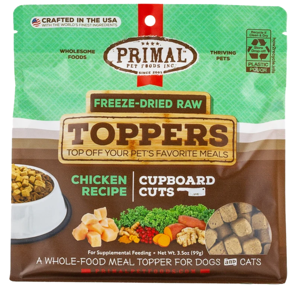 Primal Pet Freeze-Dried Raw Toppers Chicken Recipe Cupboard Cuts for Dogs & Cats - 3.5 oz - Food Topper 1