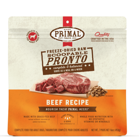 Primal Pet Freeze-Dried Scoopable Pronto Beef Recipe Raw Dog Food - 16 oz - Dog Food 11