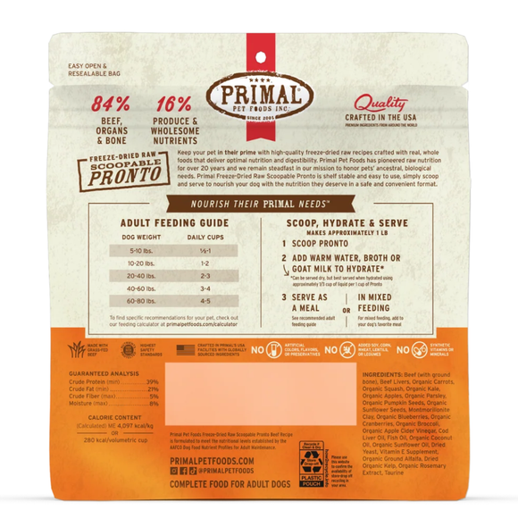 Primal Pet Freeze-Dried Scoopable Pronto Beef Recipe Raw Dog Food - Dog Food 3