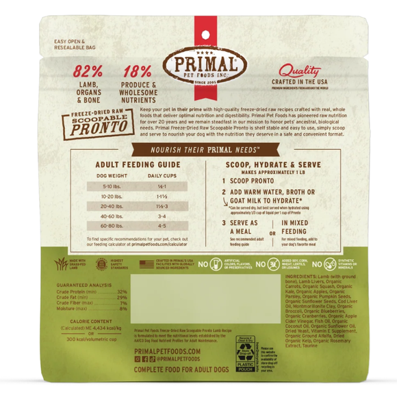 Primal Pet Freeze-Dried Scoopable Pronto Lamb Recipe Raw Dog Food - Dog Food 3