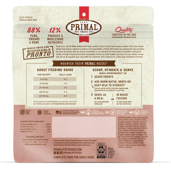 Primal Pet Freeze-Dried Scoopable Pronto Pork Recipe Raw Dog Food - Dog Food 3