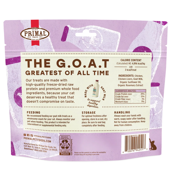 Primal Pet The GOAT Greatest of All Time Freeze-Dried Chicken & Goat Milk Cat Treats 2-oz - Dog Treats 6