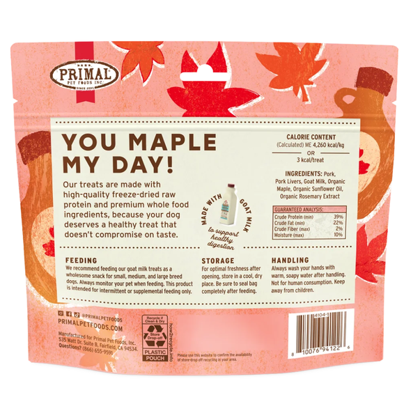 Primal Pet You Maple My Day! Freeze-Dried Pork & Maple Raw Treats for Dogs 2-oz - Dog Treats 8