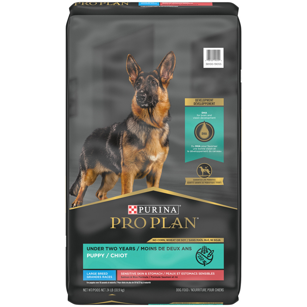 Pro Plan Large Breed Puppy Sensitive Skin & Stomach Dry Dog Food, Salmon & Rice, 24 lb