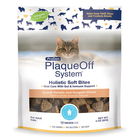 ProDen PlaqueOff Holistic Soft Bites Sweet Potato & Pumpkin Flavor Treats for Cats 3-oz - Cat Treats 1
