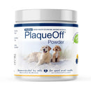 ProDen PlaqueOff Powder container with images of dogs on a white background
