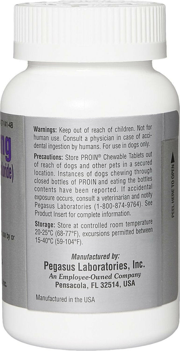 Proin Chewable Tablets for Dogs, 50mg - Warning, Precautions, and Storage