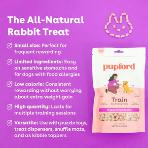 Pupford Train Freeze-Dried Rabbit Training Treats for Dogs (4 oz)