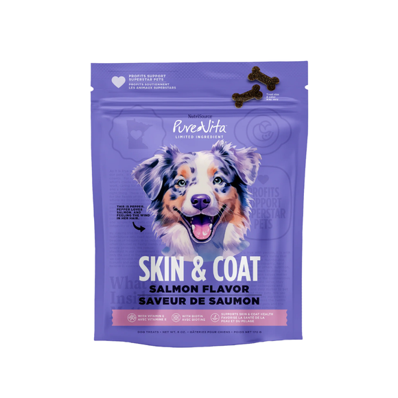 Pure Vita Skin & Coat Salmon Flavor Dog Treats (6 oz) - Dog Treats 1