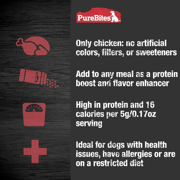 PureBites Air Dried Pure Chicken Poulet Sprinkles Food Topper for Dogs (4.2 oz) Dog Food Toppers & Mixers.