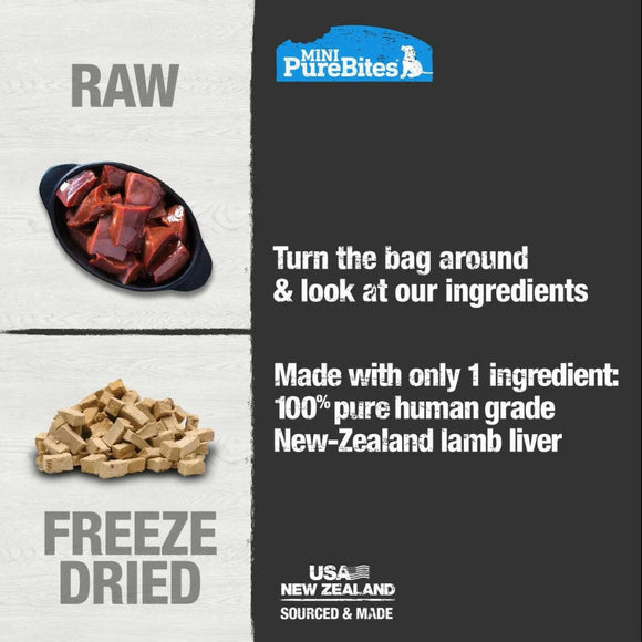 PureBites Mini Trainers RAW Freeze Dried Lamb Liver Treats For Dog (2.4 oz)